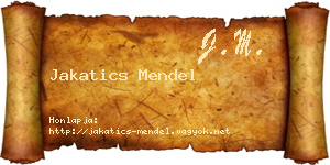 Jakatics Mendel névjegykártya